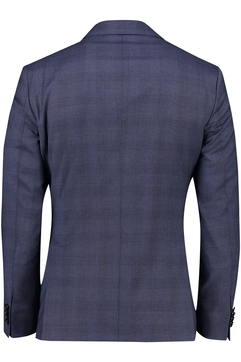 Dressler donkerblauw geruit colbert shaped fit