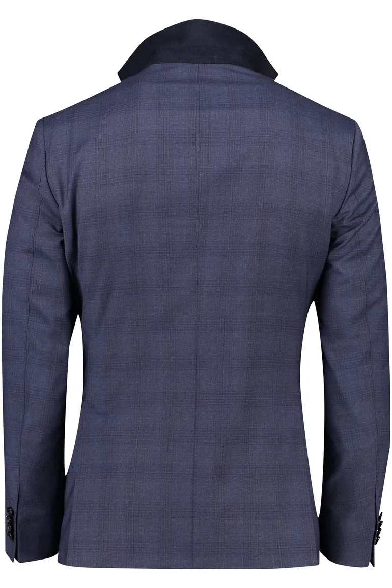 Dressler donkerblauw geruit colbert shaped fit