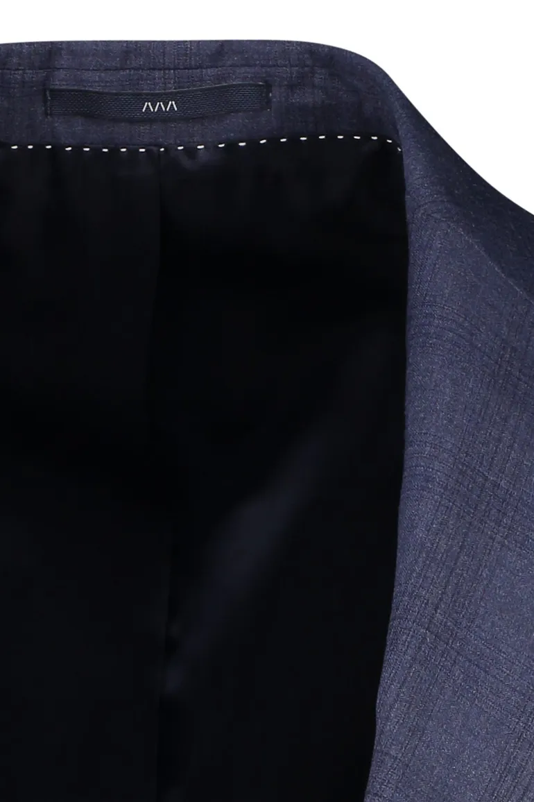 Dressler donkerblauw geruit colbert shaped fit