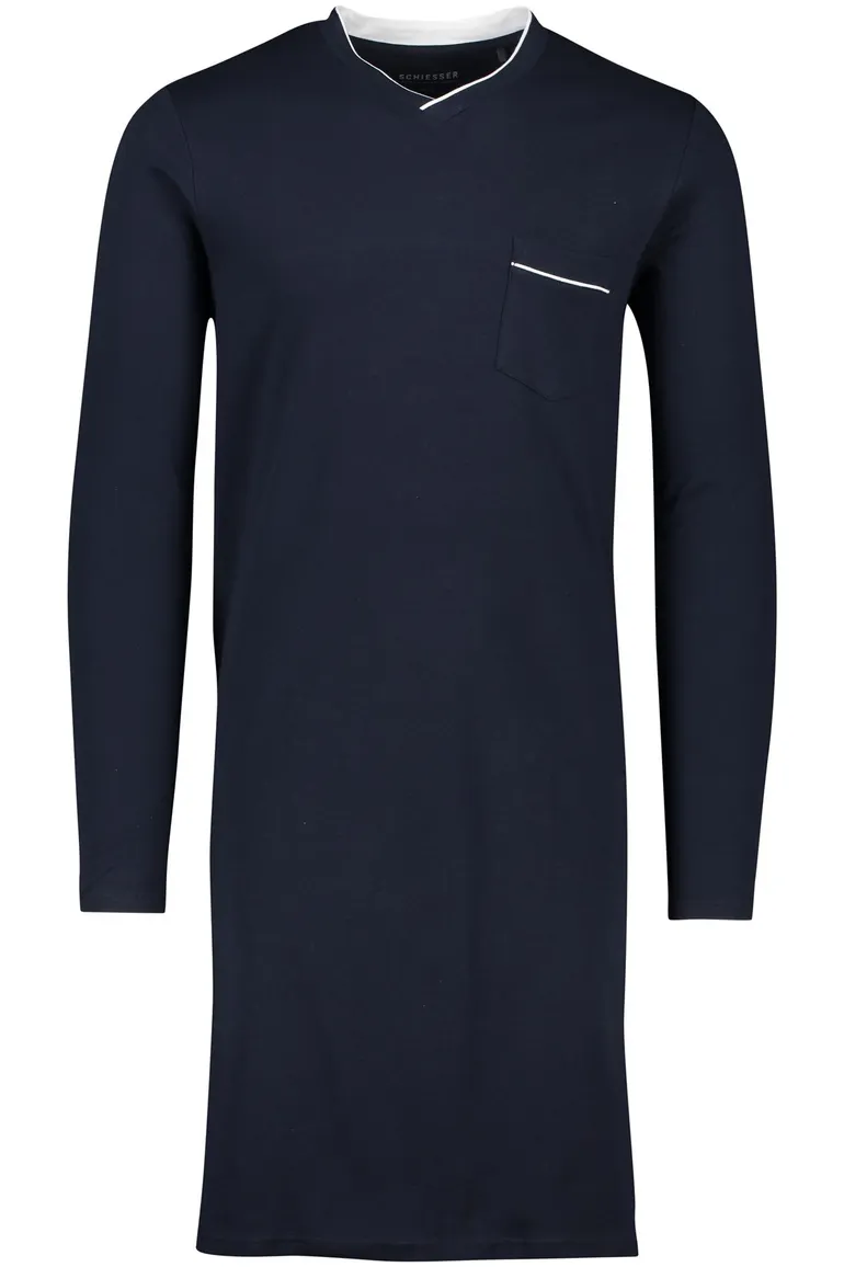 Schiesser nachthemd donkerblauw effen