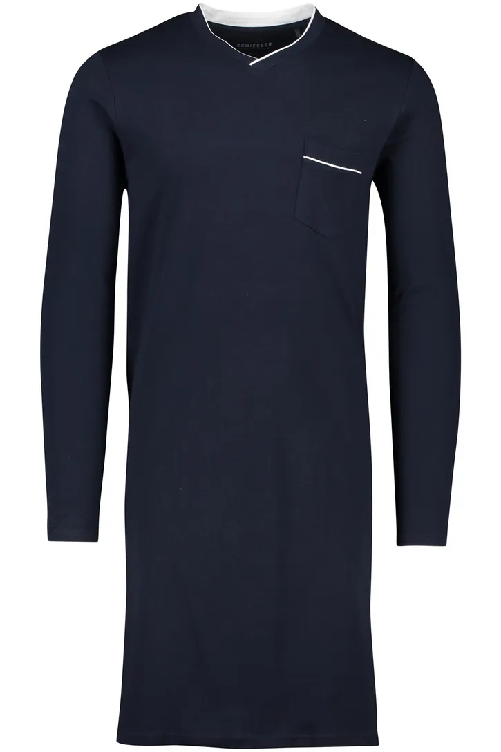 Schiesser nachthemd donkerblauw katoen