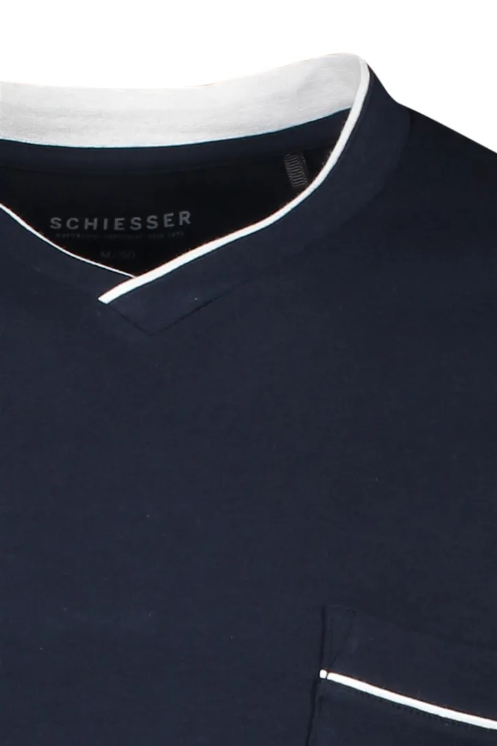 Schiesser nachthemd donkerblauw katoen