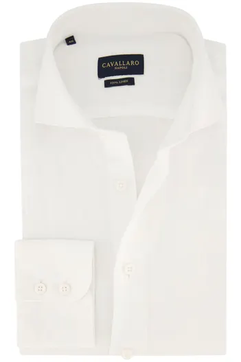 Cavallaro Cavallaro overhemd slim fit wit effen linnen