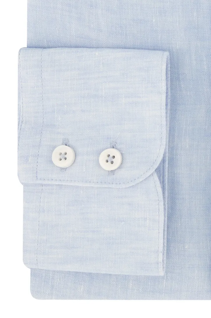 Cavallaro gemêleerd overhemd linnen slim fit lichtblauw