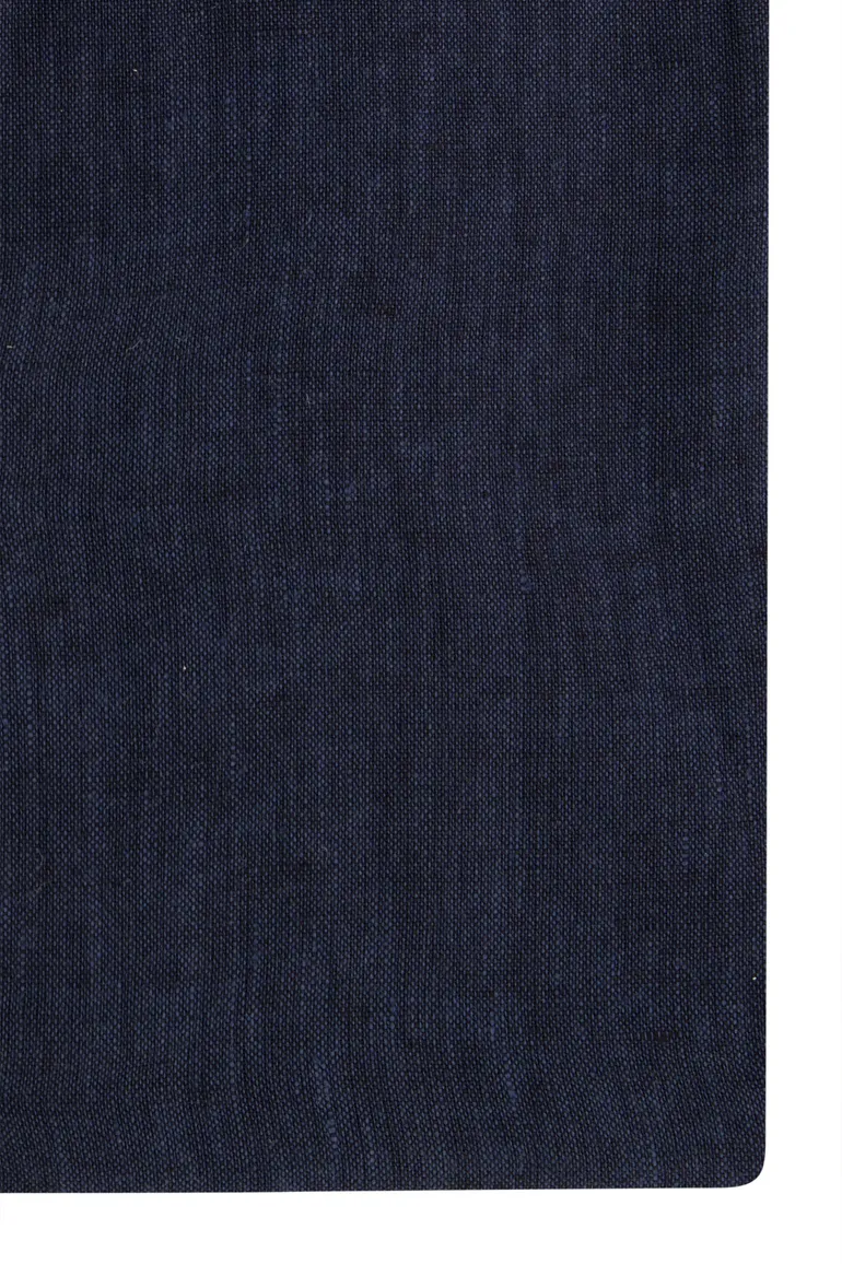 Slim fit Cavallaro overhemd linnen donkerblauw