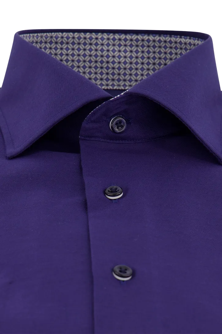 Eterna donkerblauw overhemd korte mouw katoen modern fit