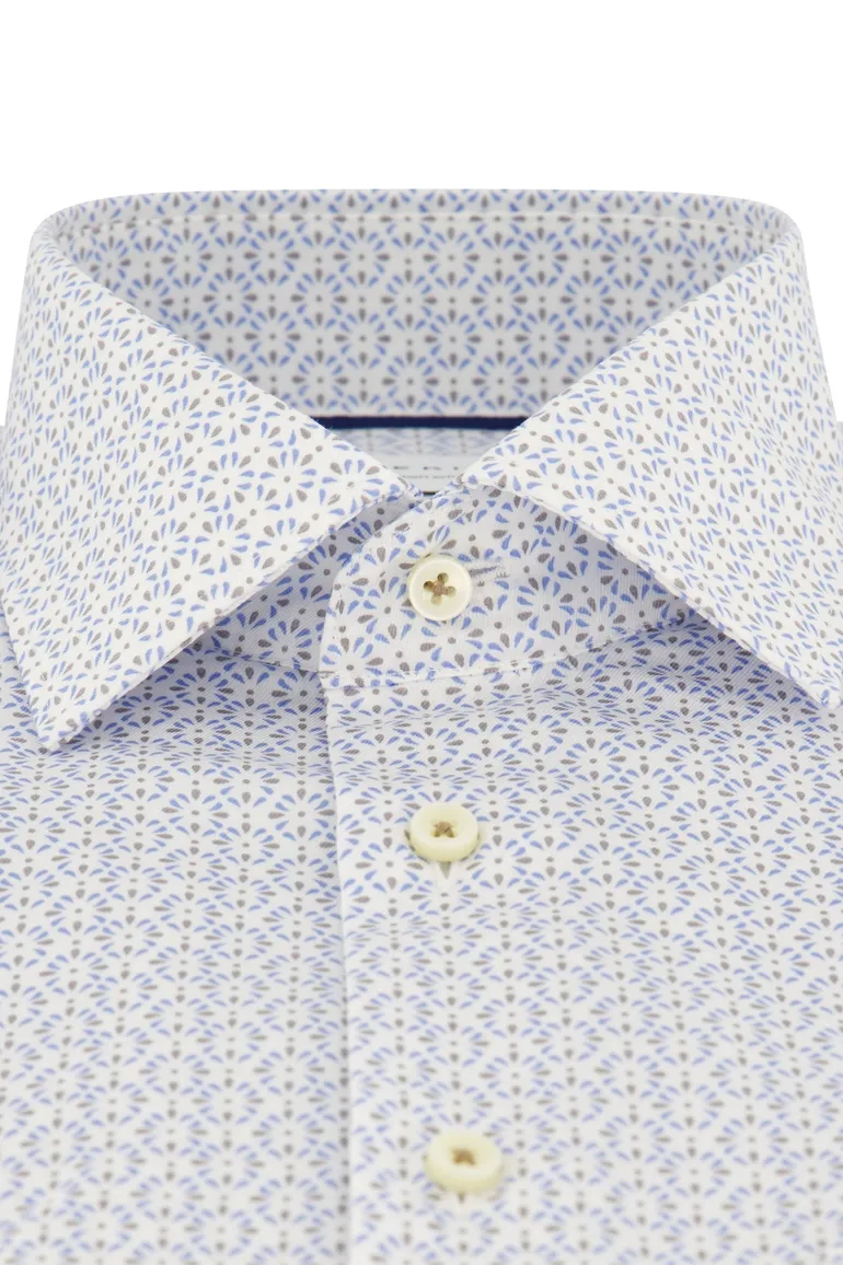 Eterna overhemd korte mouw comfort fit wit geprint