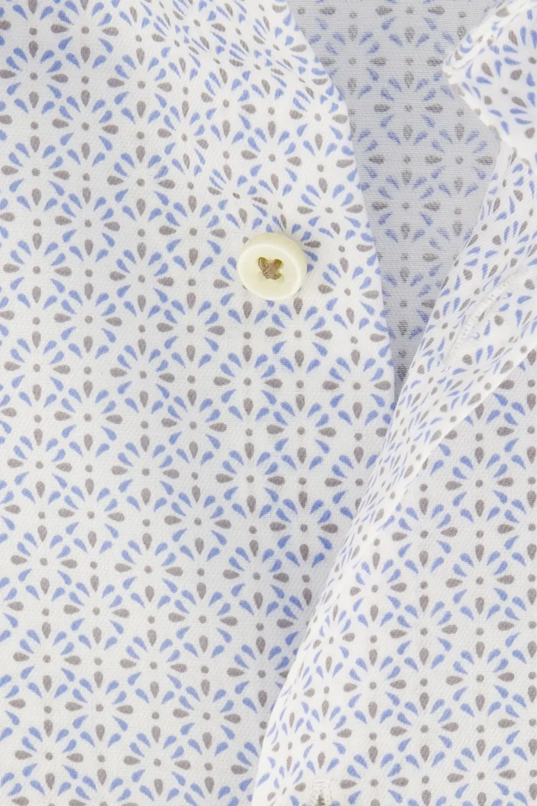 Eterna overhemd korte mouw comfort fit wit geprint