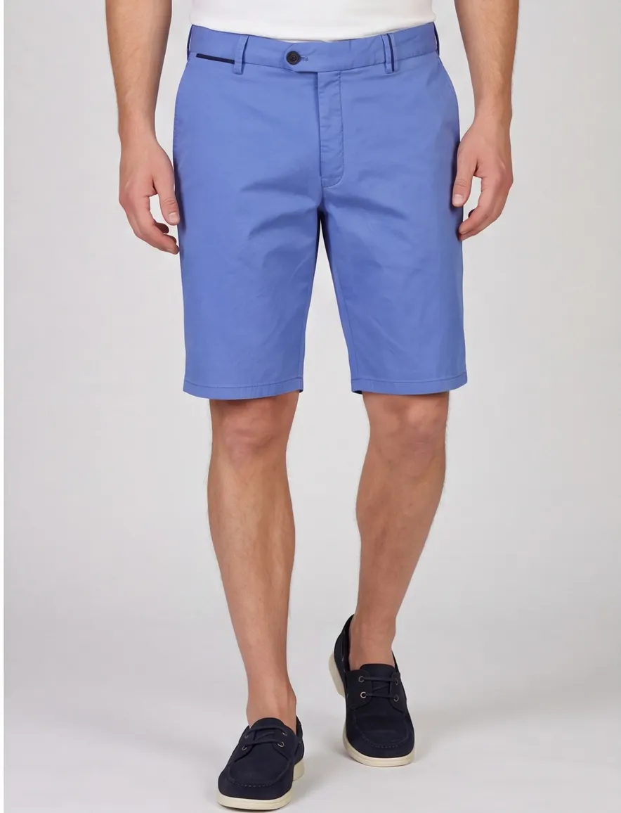 Hiltl bermuda blauw katoen normale fit