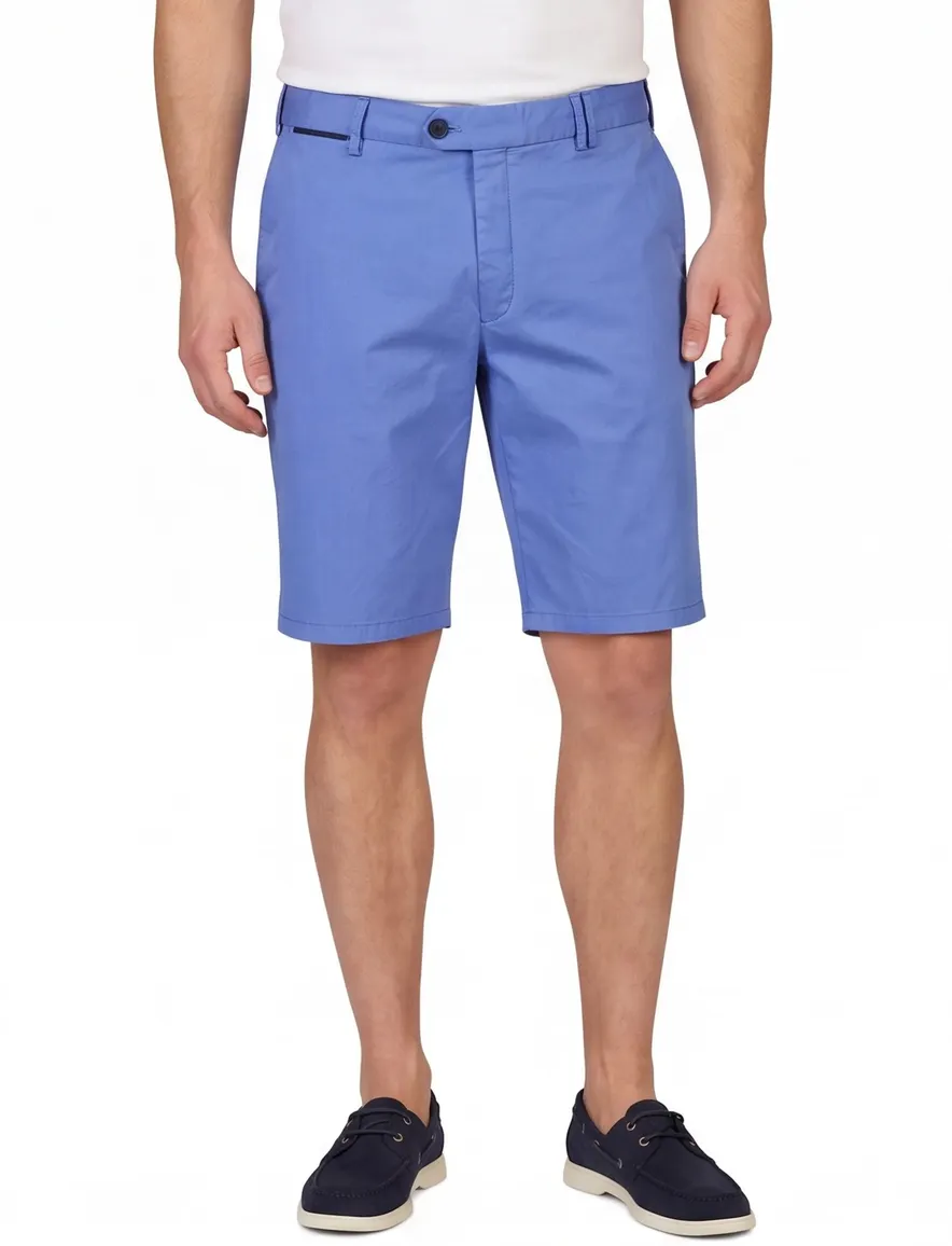 Hiltl bermuda blauw katoen normale fit