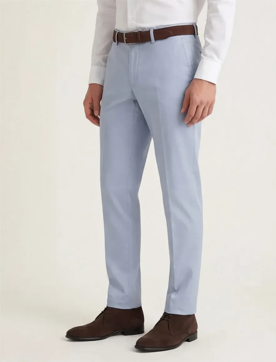 Hiltl katoenen broek lichtblauw effen zonder omslag