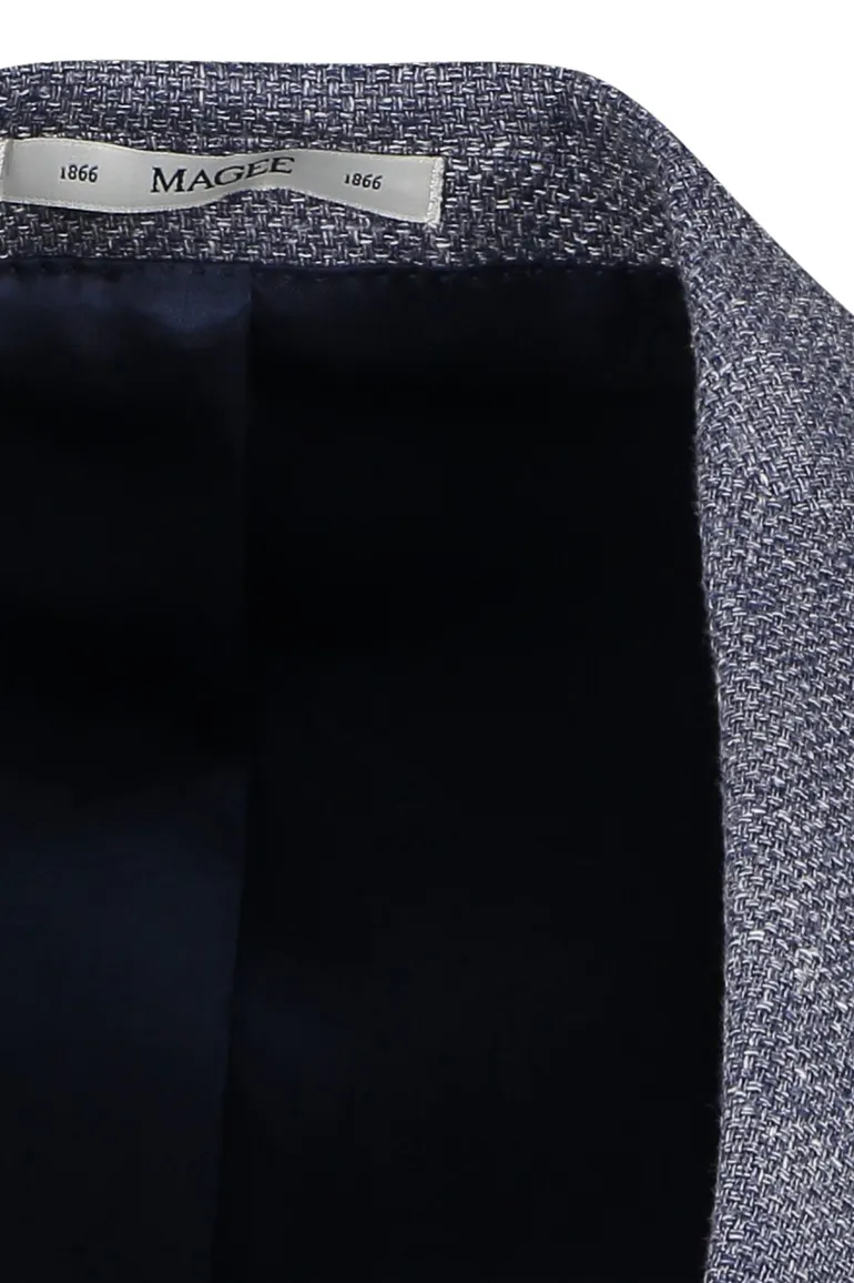 Magee colbert wijde fit donkerblauw gemêleerd katoen