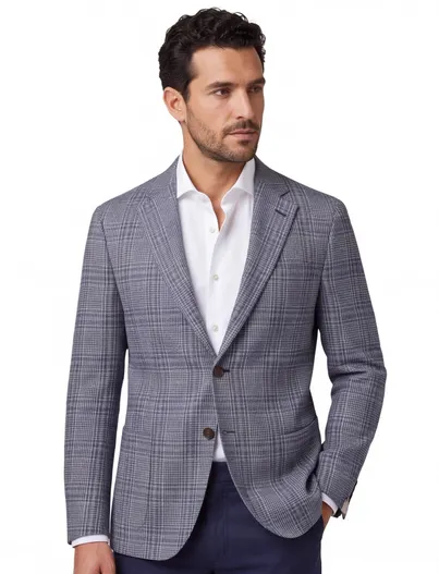 Corneliani Blauw geruit Corneliani colbert normale fit zijde borstzak