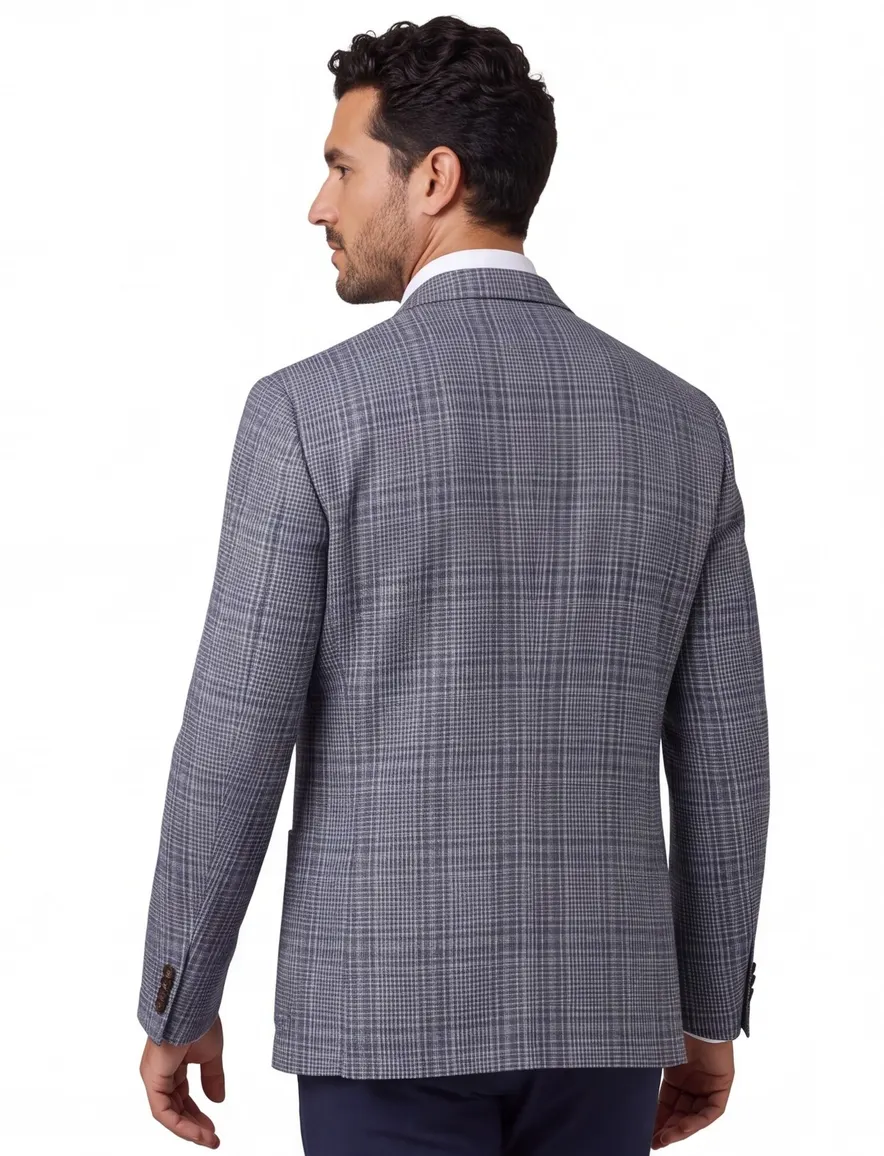 Corneliani colbert blauw geruit zijde