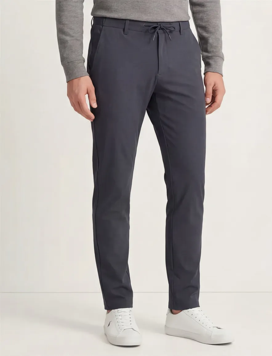 North84 Pantalon chino effen antraciet stretch