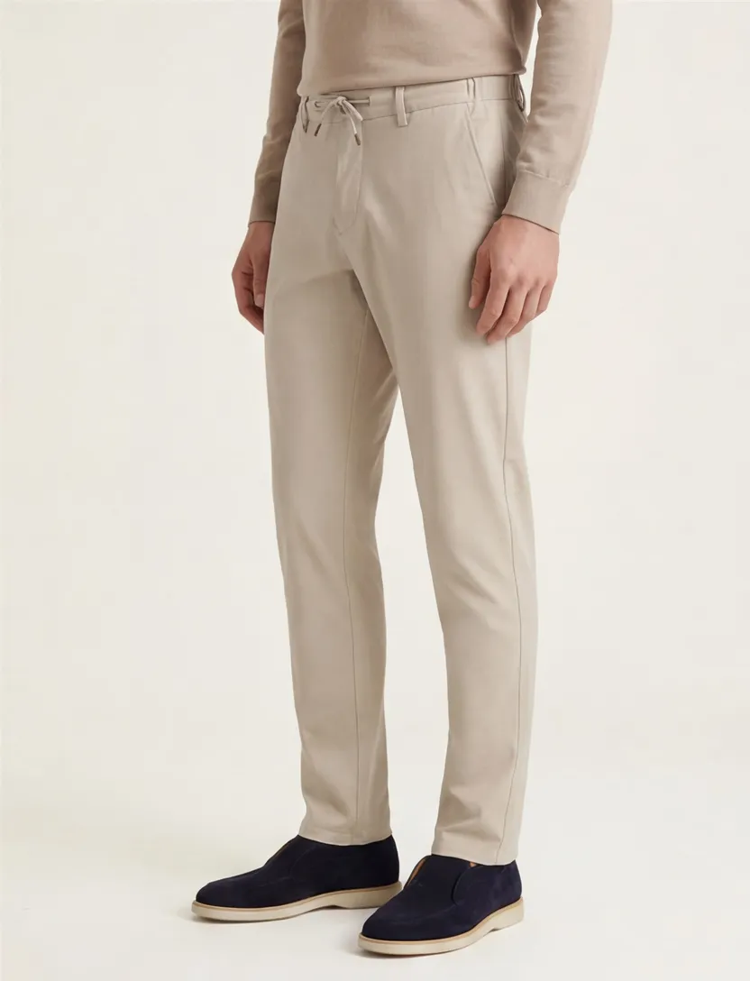 North84 Pantalon chino effen beige stretch normale fit