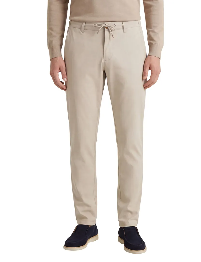 North84 Pantalon chino effen beige stretch normale fit