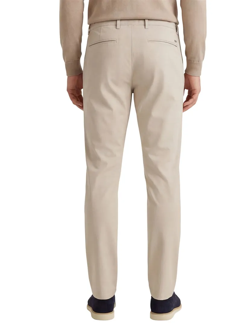 North84 Pantalon chino effen beige stretch normale fit