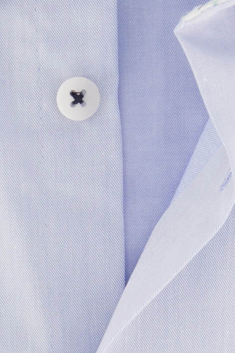 Ledub overhemd blauw korte mouw strijkvrij