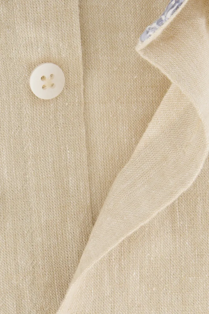 Ledub overhemd korte mouw beige normale fit