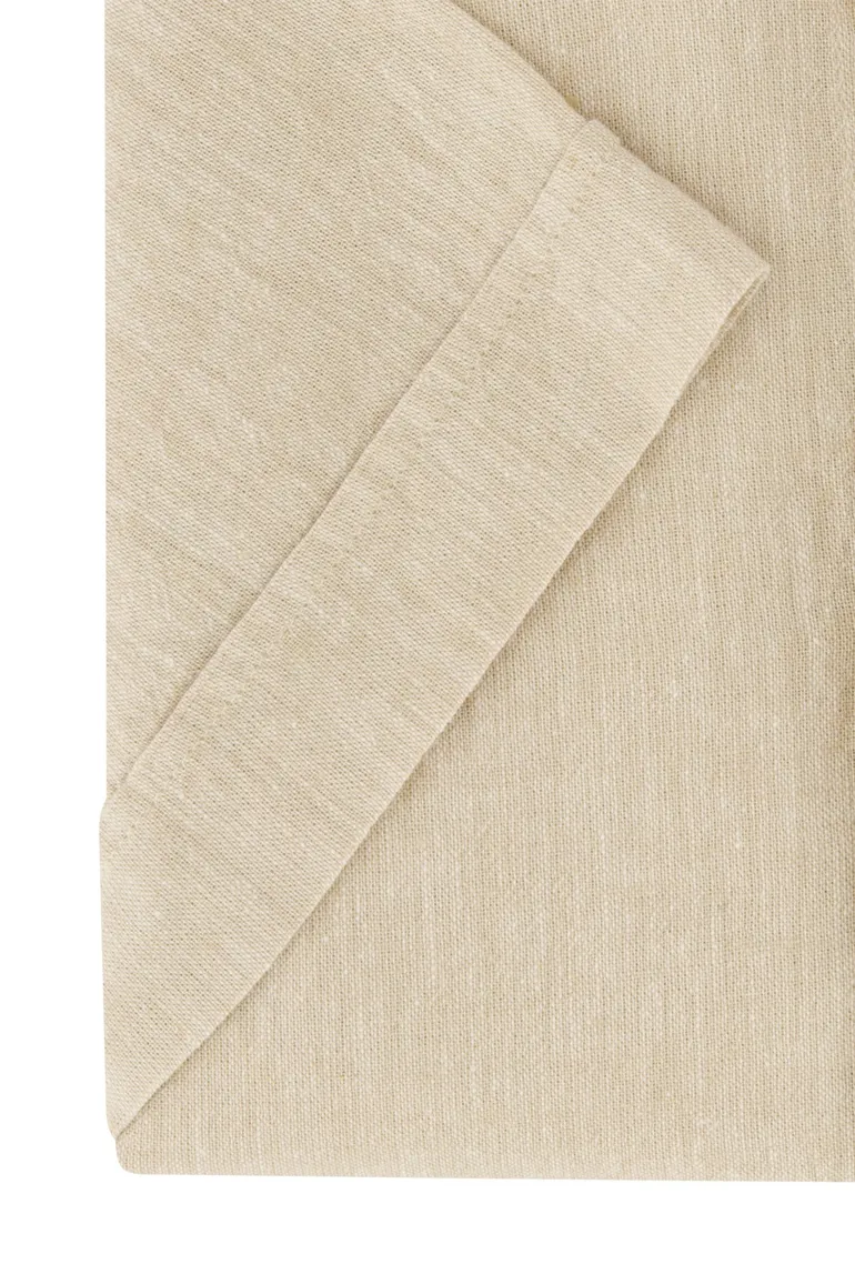 Ledub overhemd korte mouw beige linnen