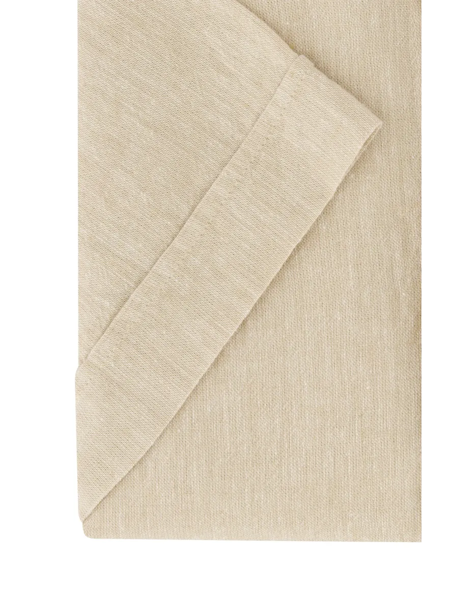 Ledub overhemd korte mouw beige linnen