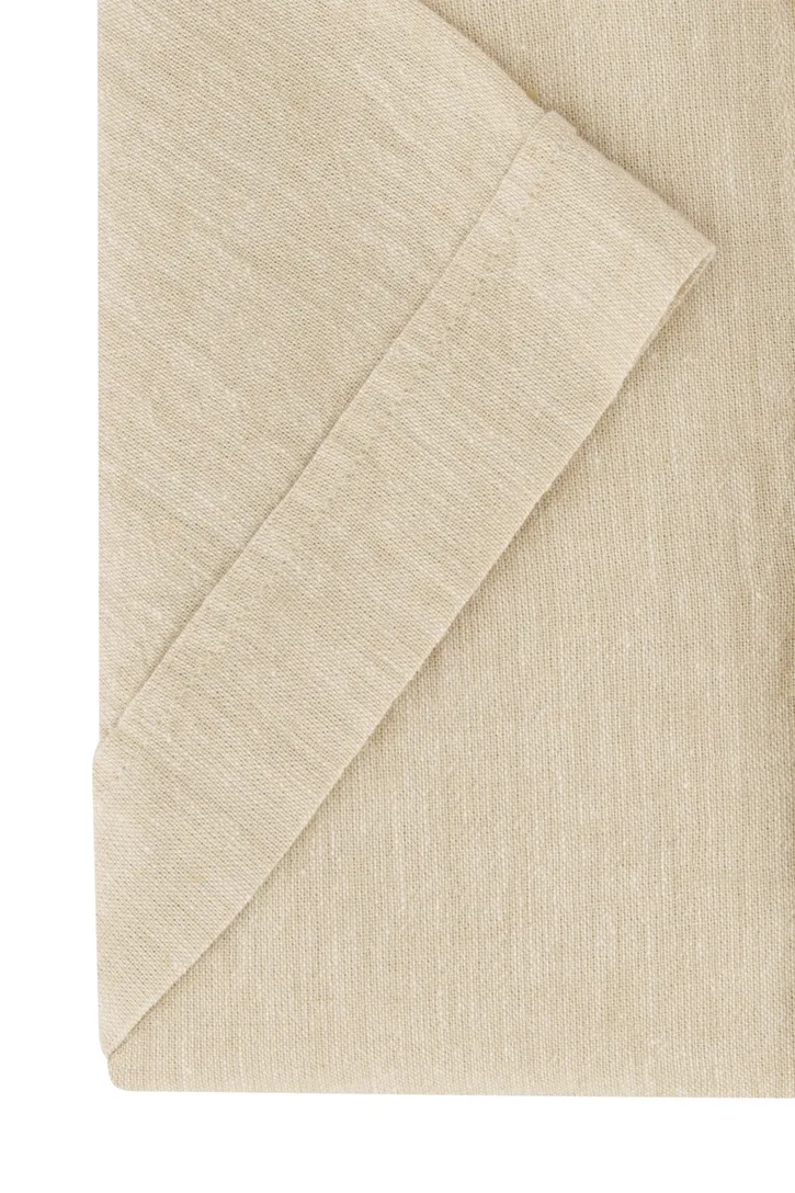 Ledub overhemd korte mouw beige normale fit