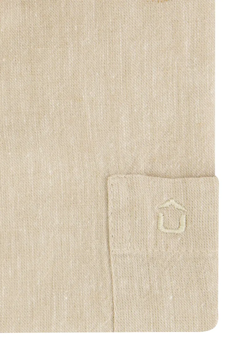 Ledub overhemd korte mouw beige linnen