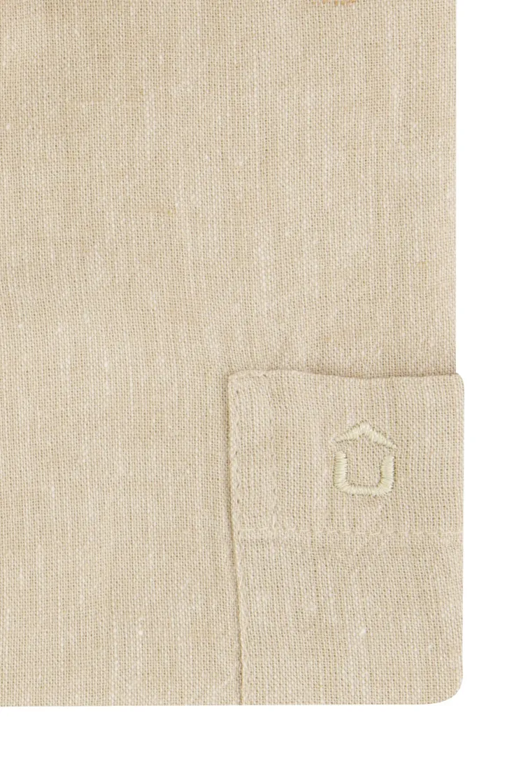 Ledub overhemd korte mouw beige normale fit