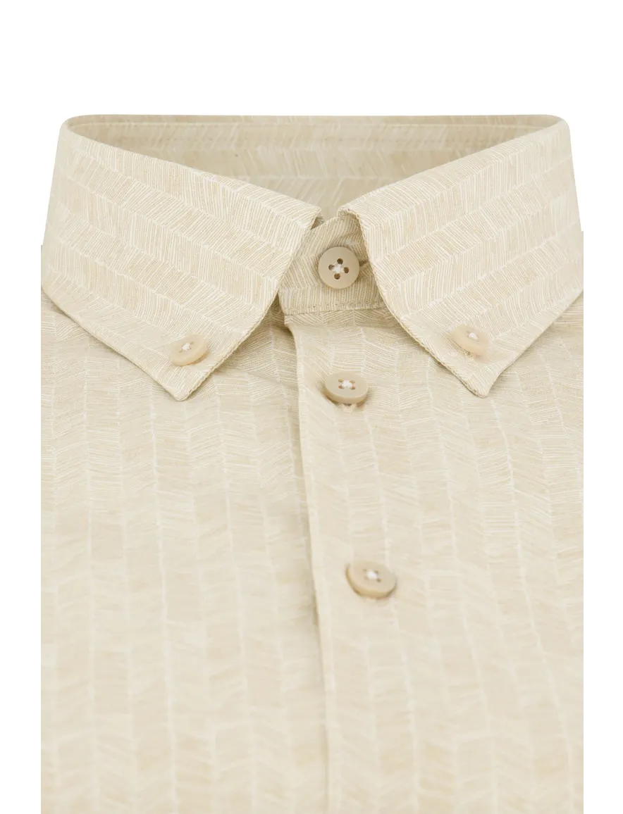 Ledub overhemd korte mouw normale fit beige