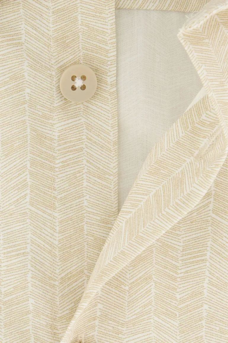 Ledub korte mouw overhemd beige geprint