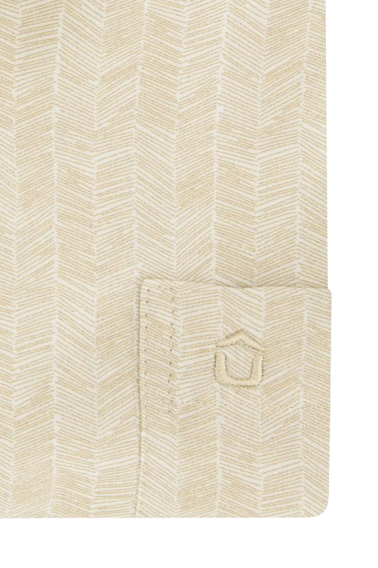 Ledub korte mouw overhemd beige geprint