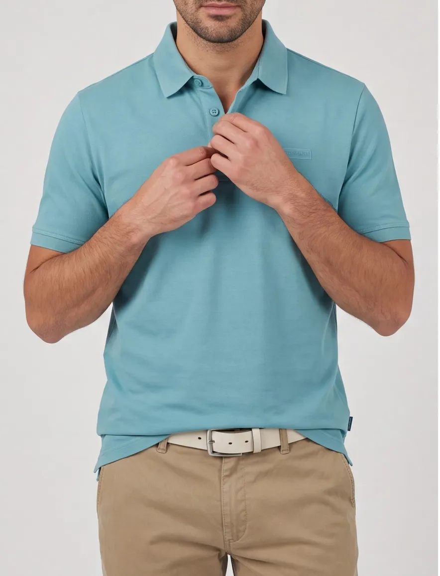 State of Art poloshirt blauw 3-knoops