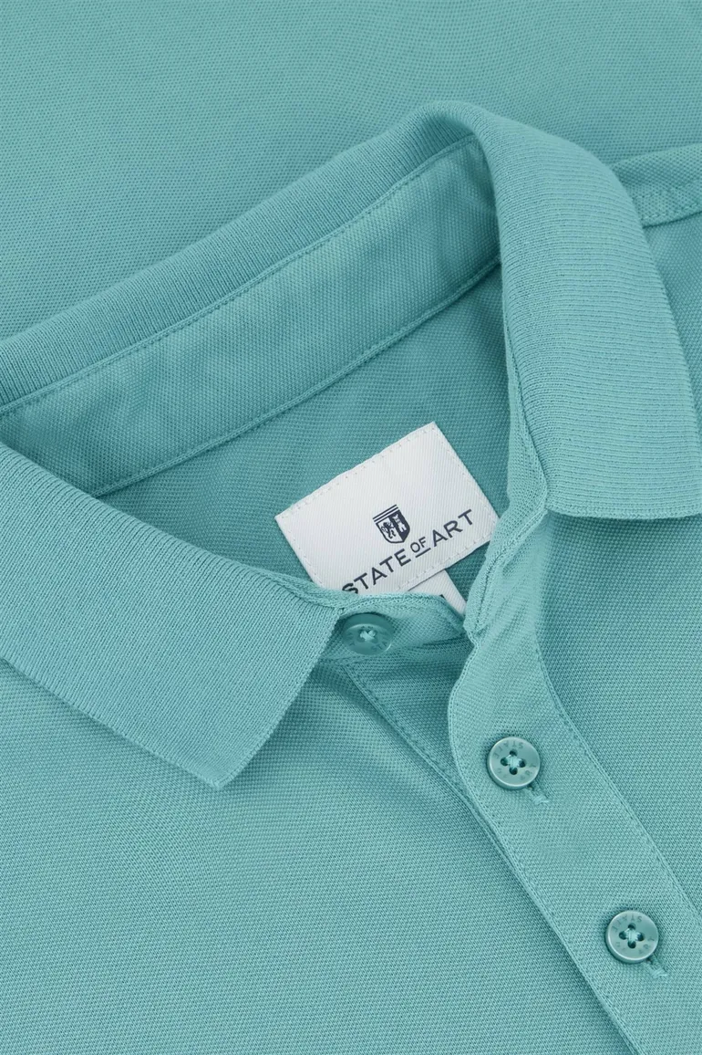State of Art poloshirt blauw 3-knoops