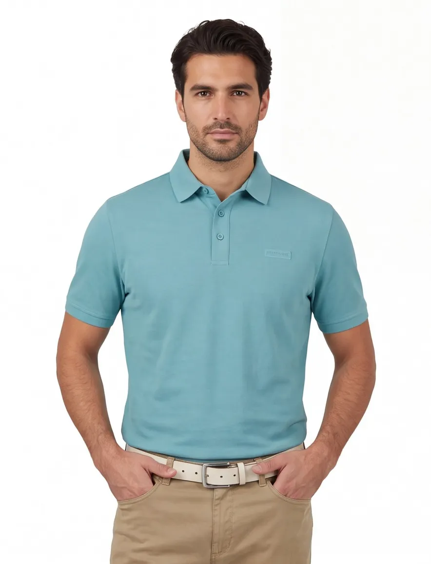 State of Art poloshirt blauw 3-knoops