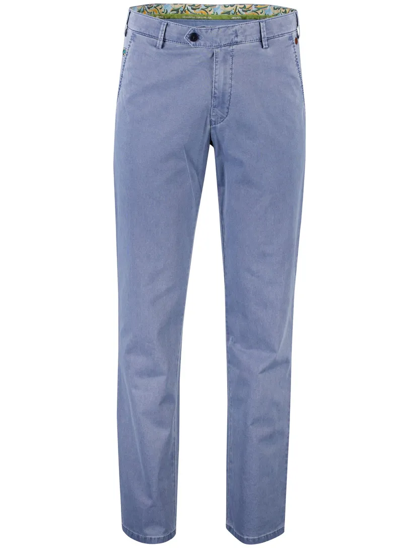 Katoenen broek Meyer Roma blauw gemêleerd