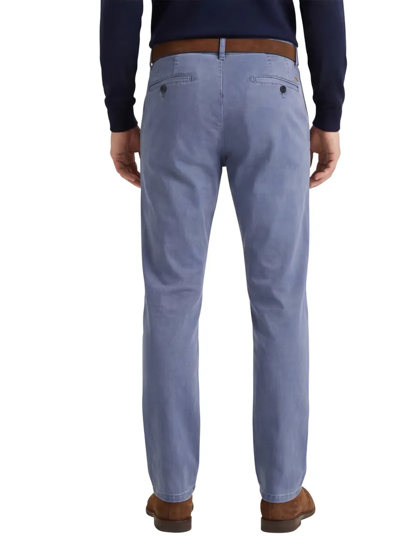 Katoenen broek Meyer Roma blauw gemêleerd