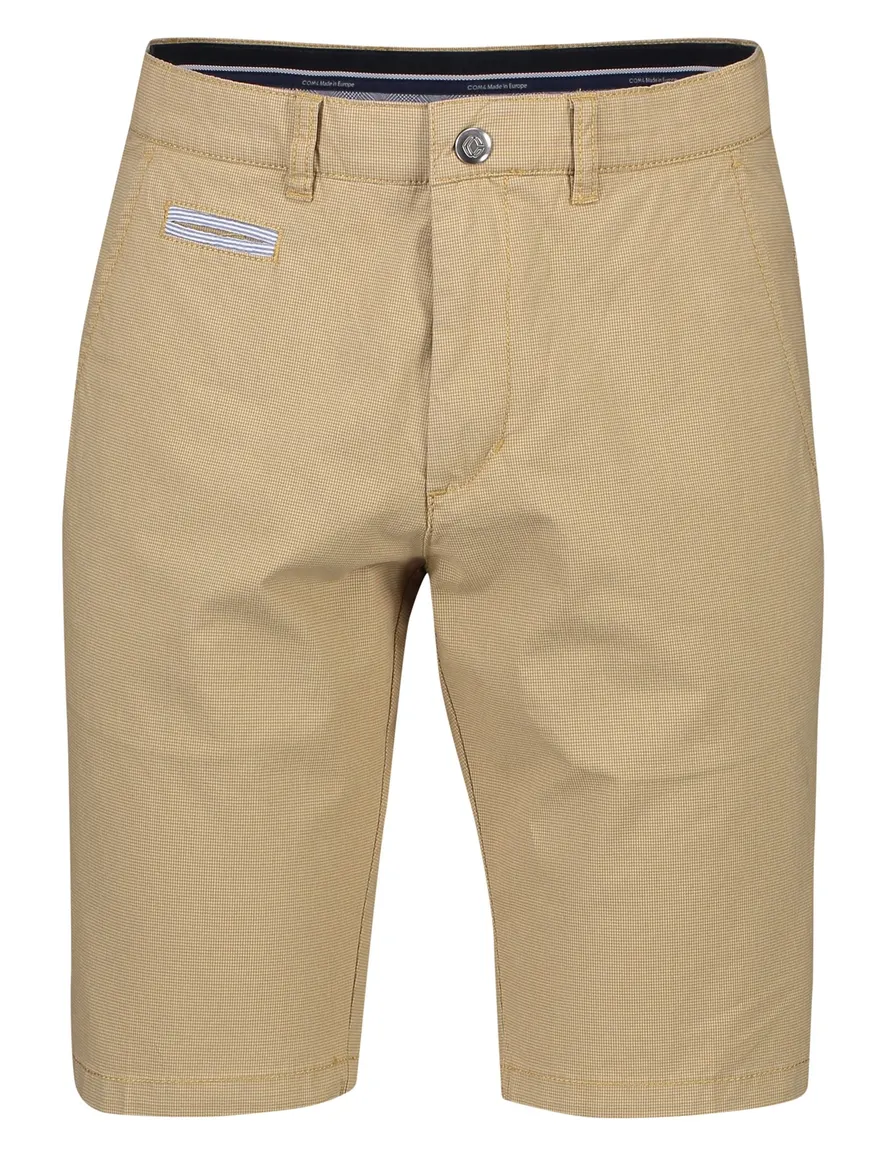 COM4 korte broek effen camel katoen normale fit