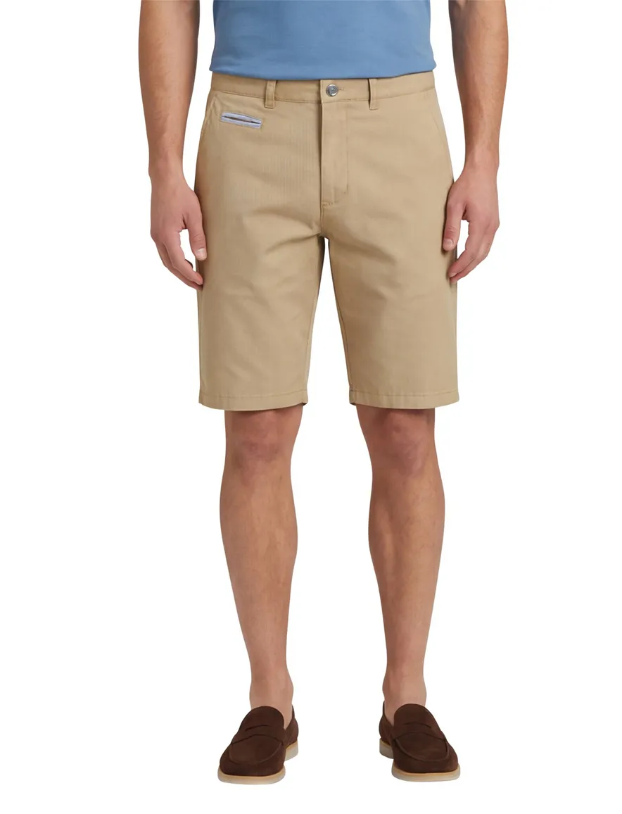 COM4 korte broek effen camel katoen normale fit