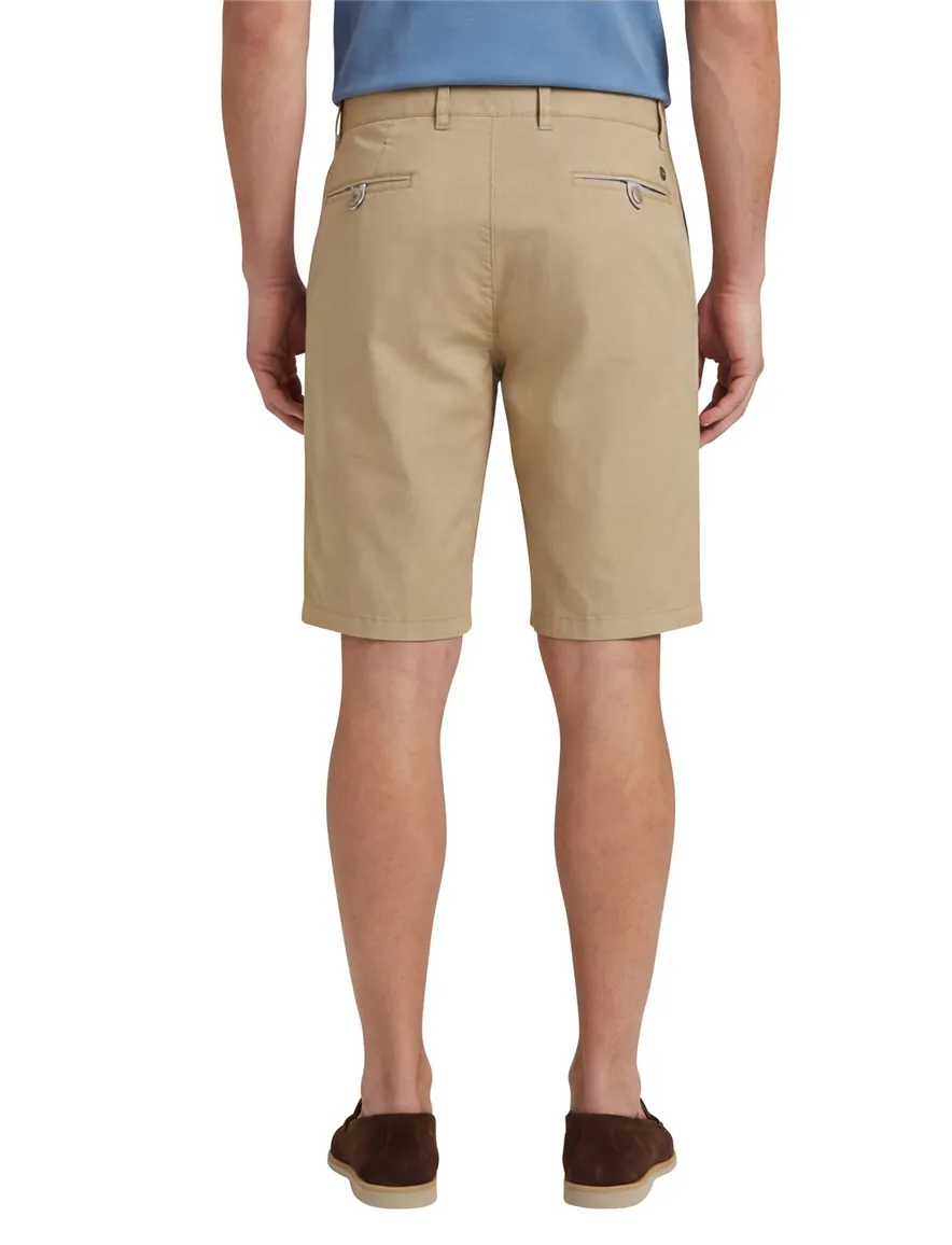 COM4 korte broek effen camel katoen normale fit