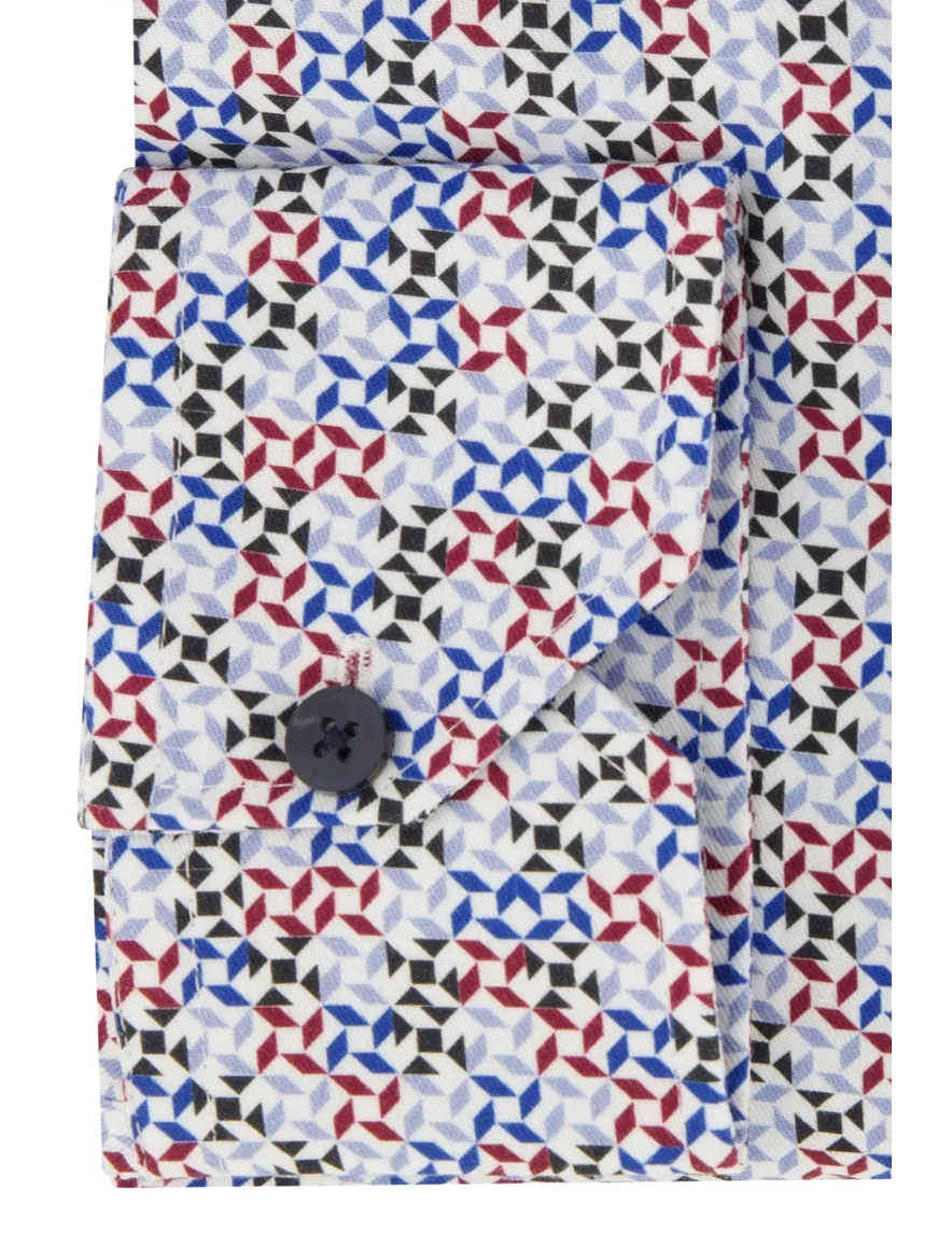 Ledub overhemd modern fit blauw geprint katoen