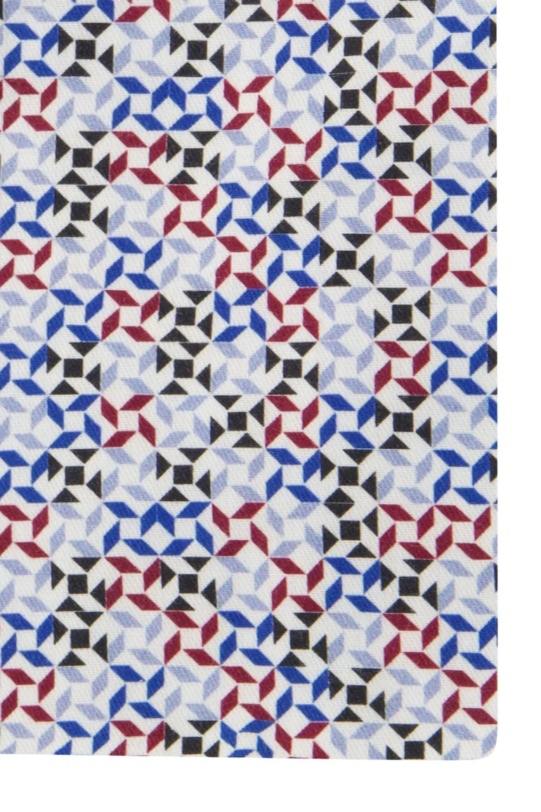 Ledub overhemd modern fit blauw geprint katoen