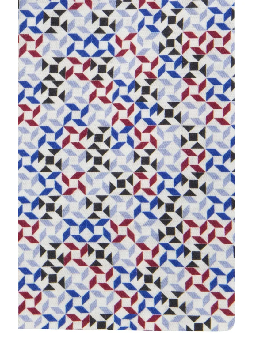 Ledub overhemd modern fit blauw geprint katoen