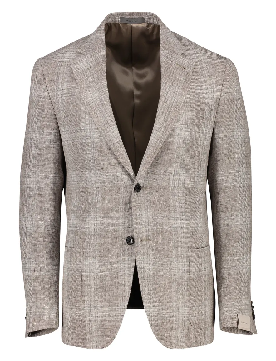 Corneliani colbert bruin geruit linnen