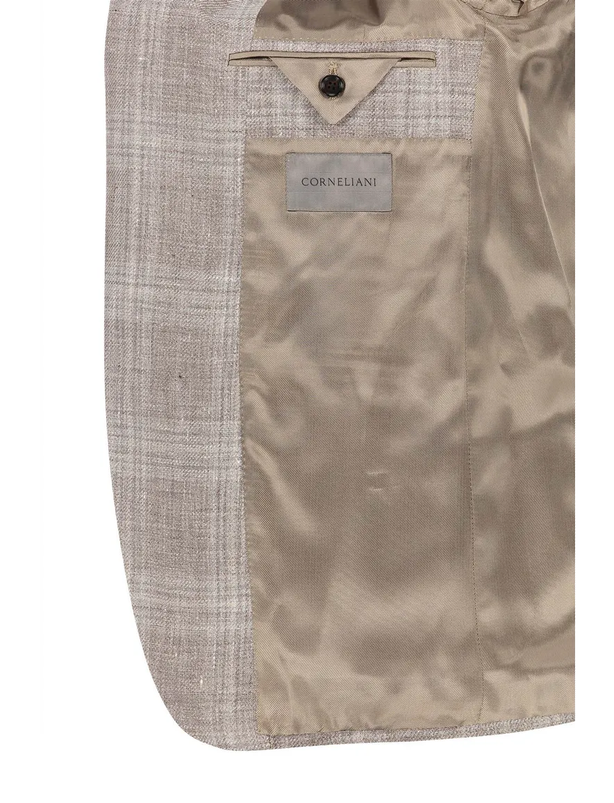Corneliani colbert bruin geruit linnen