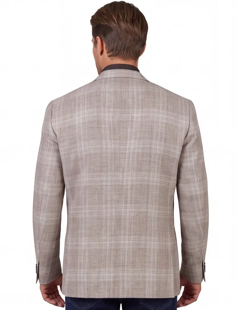 Corneliani colbert bruin geruit linnen