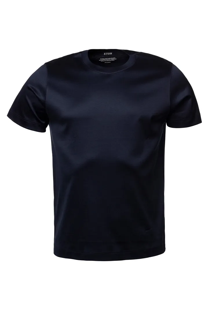 Eton Filo di Scozia T-shirt donkerblauw slim fit