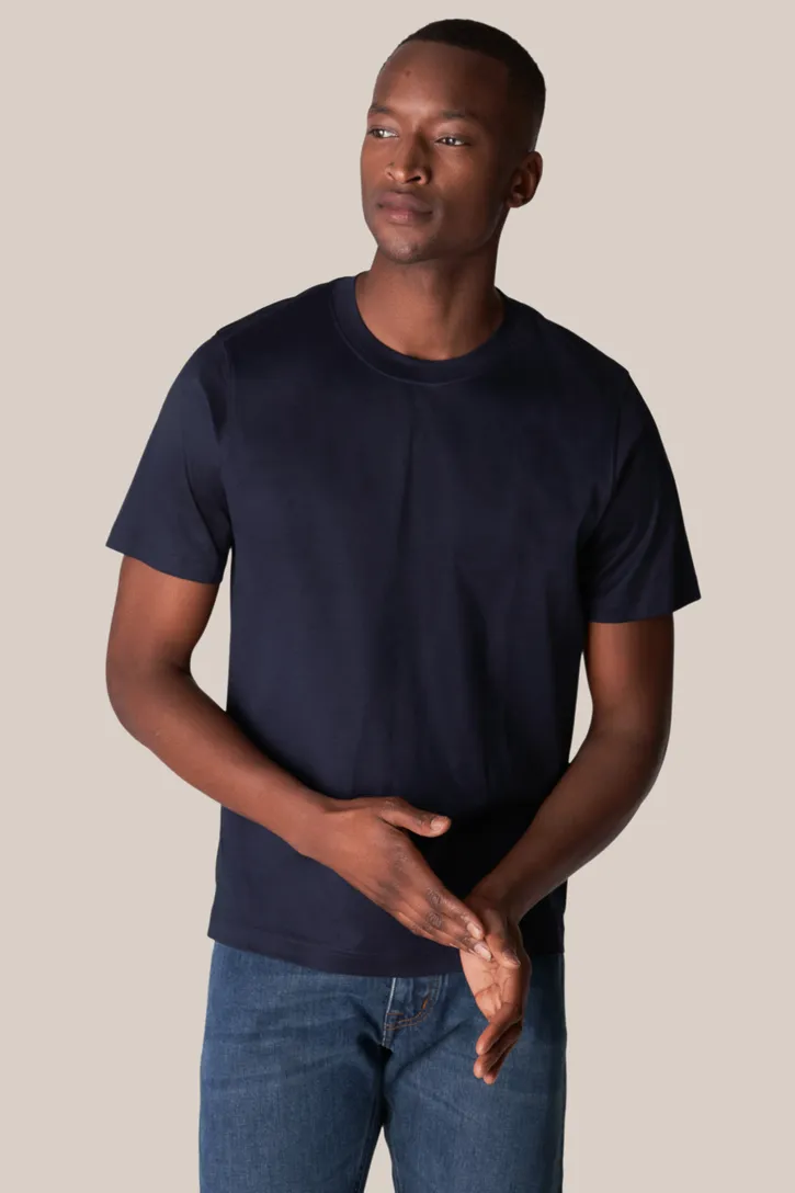Eton Filo di Scozia T-shirt donkerblauw slim fit