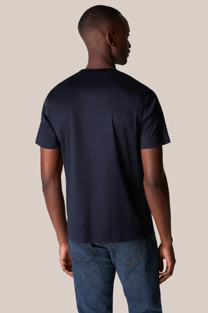 Eton Filo di Scozia T-shirt donkerblauw slim fit