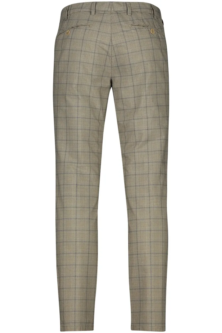 Meyer katoenen broek Bonn khaki geruit